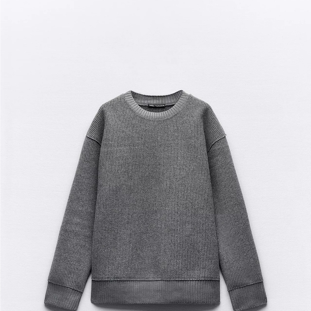 Zara Gray Ribbed Sweater